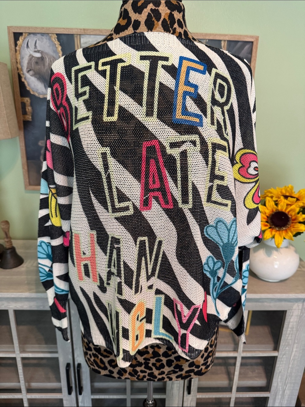 YOLLY "Better Late Than Ugly" St Tropez Knit  One Sze NWT